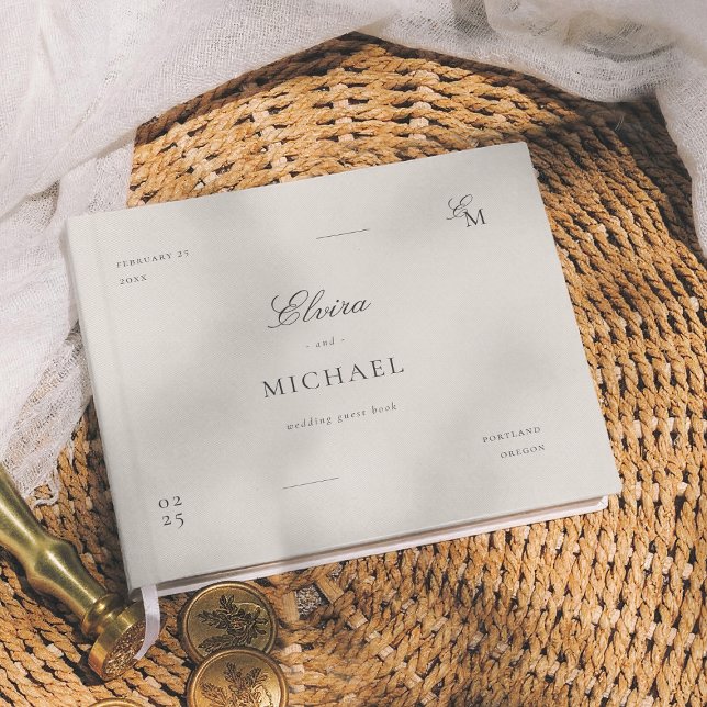 Livro De Visitas Minimalist Ivory Editorial Wedding (Criador carregado)