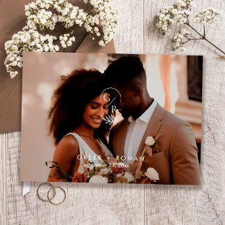 Livro De Visitas Minimalist Monogram Leaf Modern Photo Wedding 