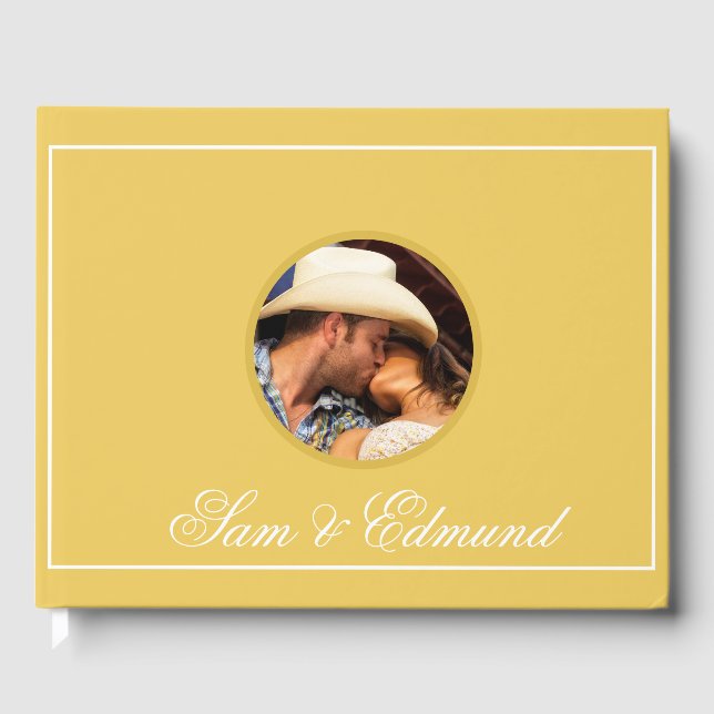 Livro De Visitas Minimalista Amarelo de Mostarda - Foto- (Frente)