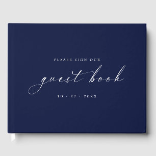 Livro de Visitas Minimalista Azul Meia-Noite para