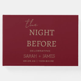 Livro De Visitas Minimalista Burgundy Dourada a noite antes do casa