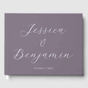 Livro De Visitas Minimalista Elegante Script Personalizável Roxo Am