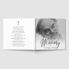 Livro De Visitas Minimalista Preto & Branco Em Memória Funeral 