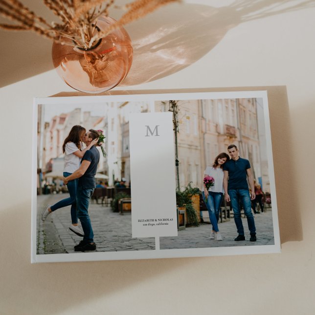 Livro De Visitas Mínimo Moderno | 3 Foto: Casamento Monograma (Criador carregado)