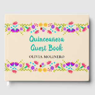 Livro De Visitas Mis Quince Anos Champagne Floral Quinceanera