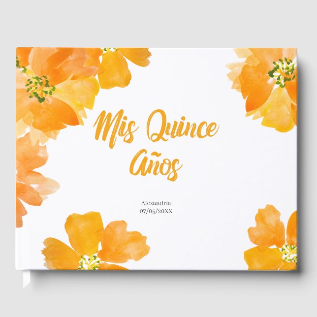 Livro De Visitas Mis Quince Anos Floral Bright Quinceanera (Frente)