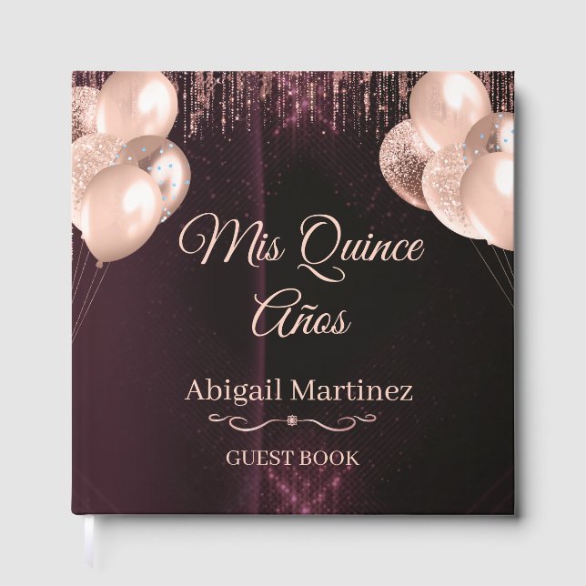 Livro De Visitas Mis Quince Años Guest Book | Elegant Green & Gold  (Frente)