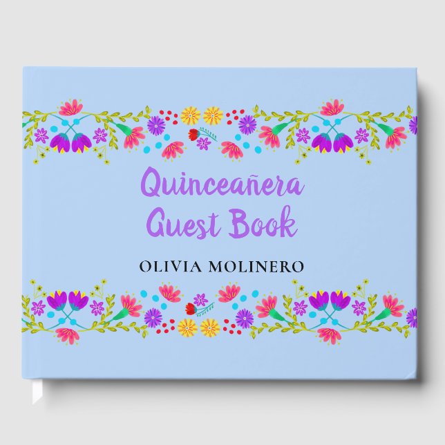 Livro De Visitas Mis Quince Anos Light Floral Quinceanera (Frente)