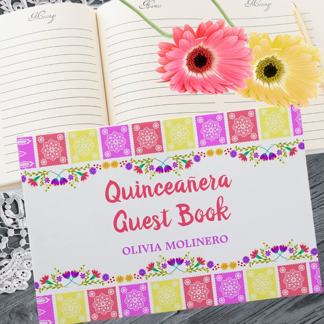 Livro De Visitas Mis Quince Anos Mexicanos Fiesta Flowers Quinceane (Guest Book from my Mexican Fiesta Flowers Quinceanera Collection)