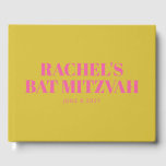 Livro De Visitas Modern Bat Mitzvah Cute Amarelo Rosa Personalizado<br><div class="desc">Bat Moderno MitzvahCute rosa e Livro de Convidados Personalizado Amarelo</div>