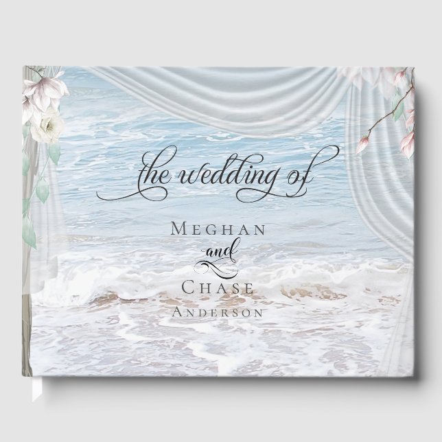 Livro De Visitas Modern Beach Waves Driftwood Arbor (Frente)