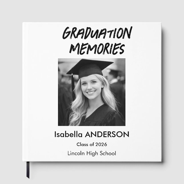Livro De Visitas Modern Black and White Graduation Party (Frente)