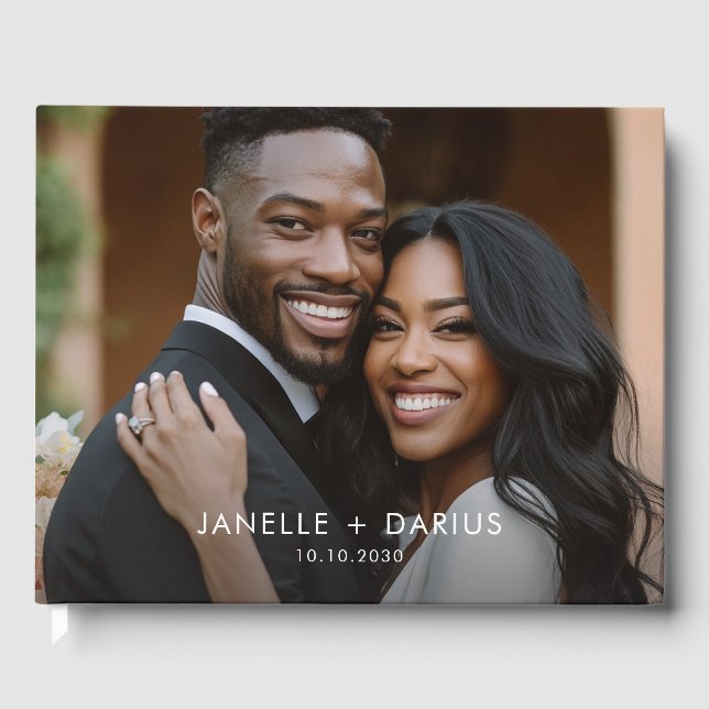 Livro De Visitas Modern Bride Groom Wedding Guest Book (Frente)