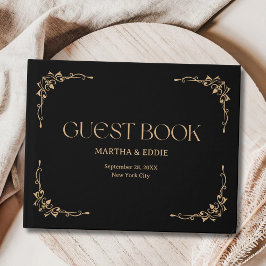 Livro De Visitas Modern Deco | Elegant Black and Gold Wedding