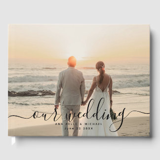 Livro De Visitas Modern Elegant Chic Handwritten Photo Wedding
