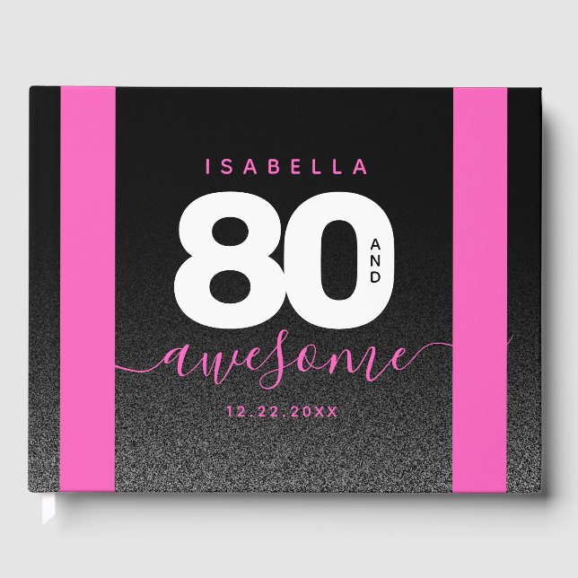 Livro De Visitas Modern Girly Pink 80 e Incrível (Frente)