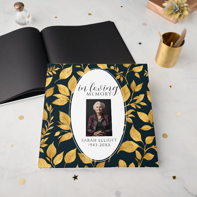Livro De Visitas Modern In Loving Memory Foam Board with Photo (Frente aberta)