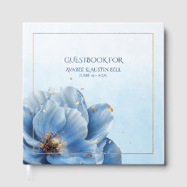 Livro De Visitas Modern Minimalist Gold and Blue Poppy Ornament