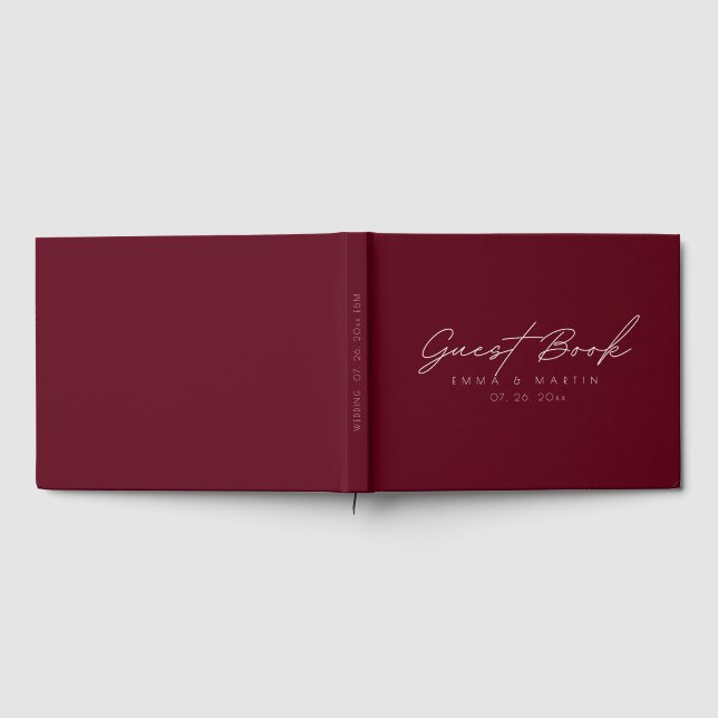 Livro De Visitas Modern & Minimalist Maroon Script  Wedding (Completo)