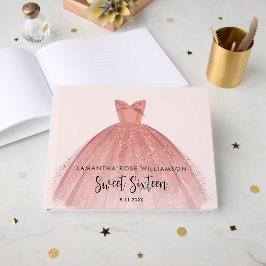 Livro De Visitas Modern Sweet 16 Script Vestido Personalizado