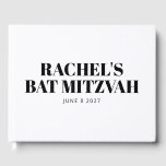 Livro De Visitas Moderno Bat Mitzvah Preto e Branco Personalizado<br><div class="desc">Livro de Convidados Personalizado a Preto e Branco do Bat Moderno Mitzvah</div>