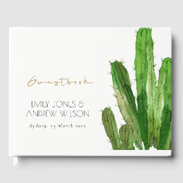 LIVRO DE VISITAS MODERNO DESERN CACTUS FOLIAGE WATERCOLOR WEDTING