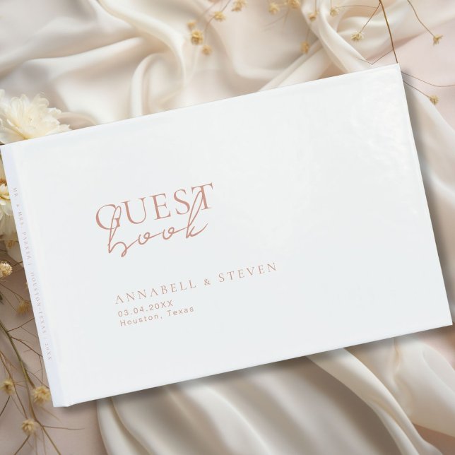 Livro De Visitas Moderno, Mínimo, Branco, Casamento (Modern, Minimal, White, Wedding Guest Book, personalized with your names and date.)
