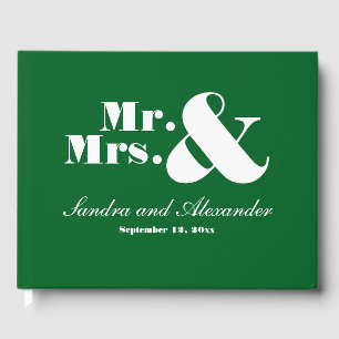 Livro De Visitas Moderno Sr. Chic Minimal Wedding Solid Green