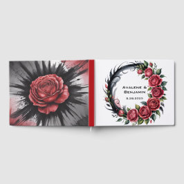 Livro De Visitas Moldura de casamento de rosa gótica