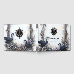 Livro De Visitas Moldura de Casamento do Cisne Negro – Amor Românti
