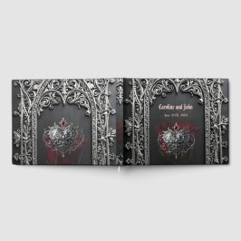 Livro De Visitas Moldura de Rosa de Casamento Gótico Elegante