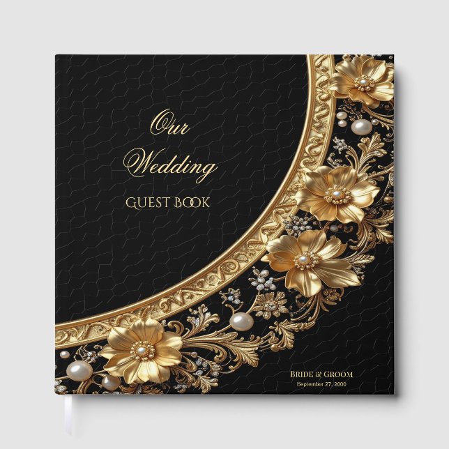 Livro de Visitas Moldura Dourada Ornamentada (Frente)