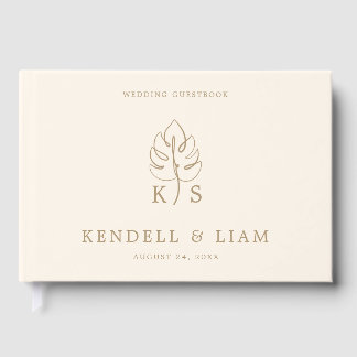 Livro De Visitas Monogram Wedding Logo Monstera
