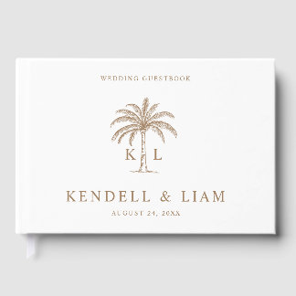 Livro De Visitas Monogram Wedding Logo Palm Tree