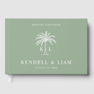 Livro De Visitas Monogram Wedding Logo Palm Tree