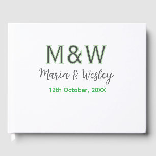 Livro De Visitas Monograma casal cinza verde moderno romântico data