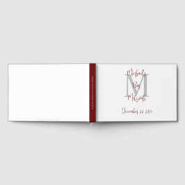Livro De Visitas Monograma de Bar Mitzvah Branco Burgundy Cinza Liv