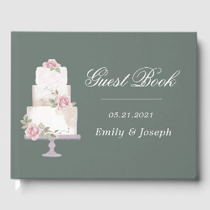 Livro De Visitas Monograma de Bolo de Casamento de Camada 3 Elegant