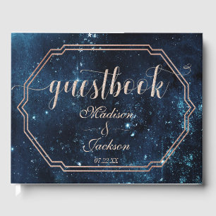 Livro De Visitas Monograma de Casamento da Galáxia Celestial da Est