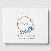 Monograma de Casamento de Madeira Floral Azul Livr