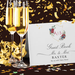 Livro De Visitas Monograma de Casamento de Peste Botânica de Rosas 