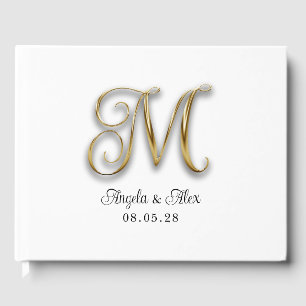 Livro De Visitas Monograma de casamento encaracolado em dourado met