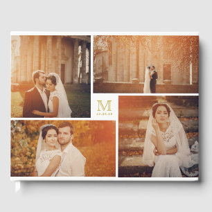Livro De Visitas Monograma de Casamento Moderno 4 Foto Colagem de F