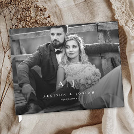 Livro De Visitas Monograma de Foto de Casamento Elegante