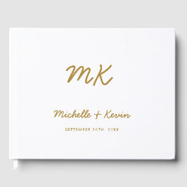 Livro De Visitas Monograma de Script de Manuscrito Casual Moderno d