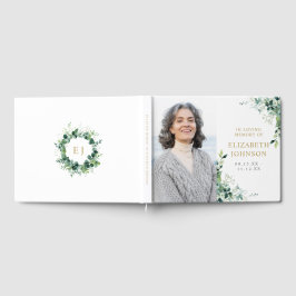 Livro De Visitas Monograma de Verdura Em Memória Foto Funeral