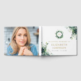 Livro De Visitas Monograma de Verdura Em Memória Funeral Foto
