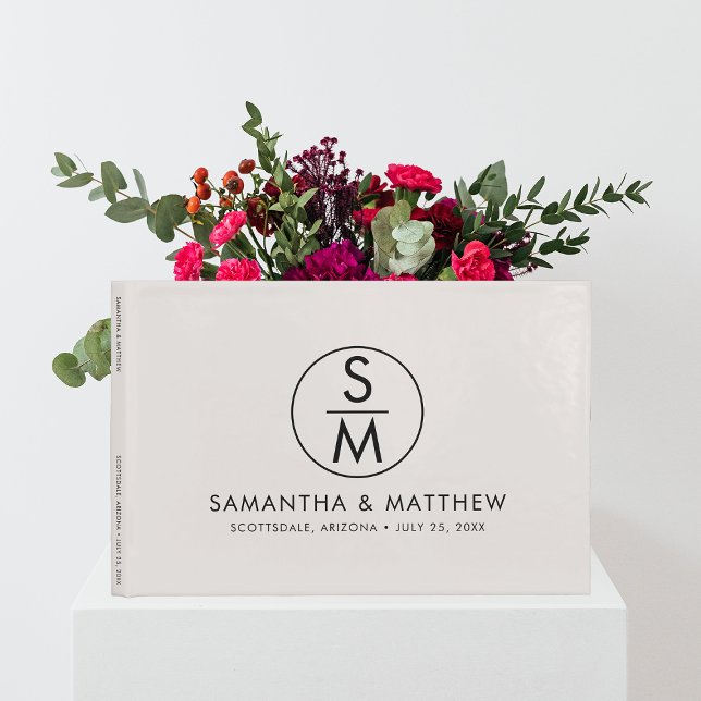 Livro De Visitas Monograma e noiva de Casamento Chic Mínimo (Criador carregado)