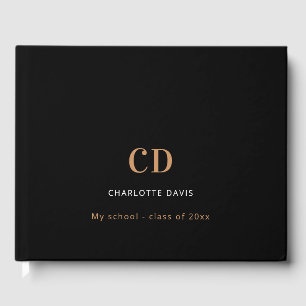 Livro De Visitas Monograma preto - nome de graduação moderna