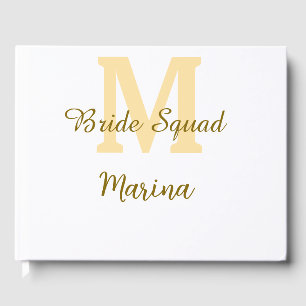 Livro De Visitas Monograma simples de equipe de noiva em dourado pa